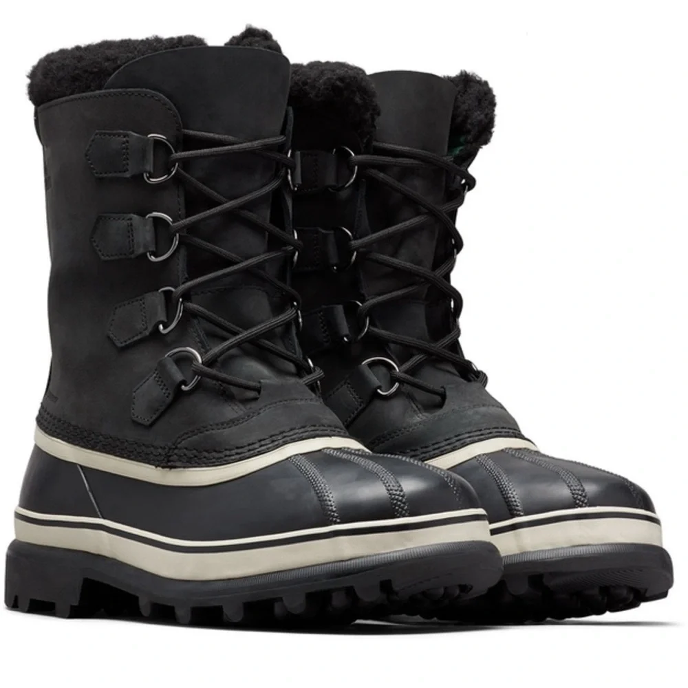 SOREL CARIBOU WP WINTER BOOTS BLACK MEN Size 8